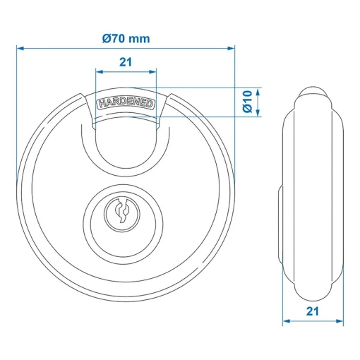 Discusslot 70mm 2 stuks Gelijksluitend