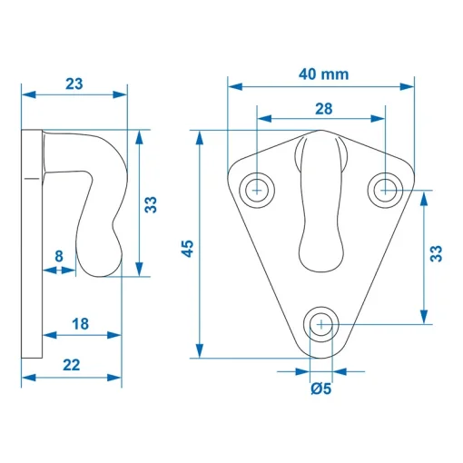 Touwhaak metaal 40x45mm 10 stuks